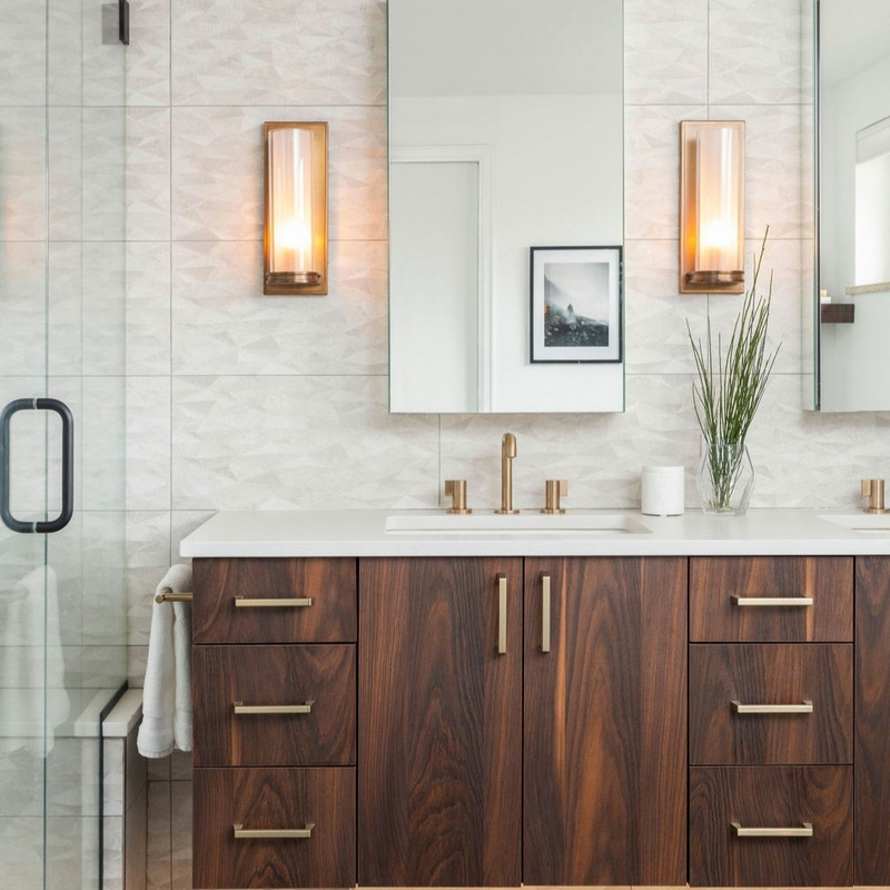 Bathroom зеркала прямоугольника устанавливает тщету Bathroom деревянной облицовки тимберса зерна современную роскошную с раковиной